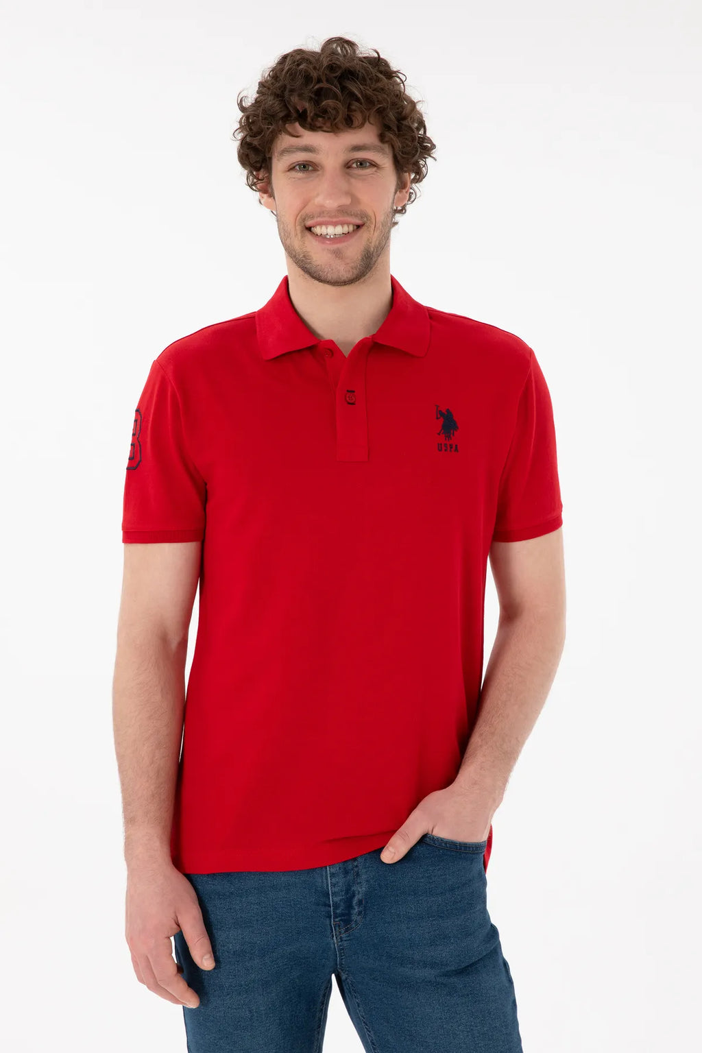U.S. Polo Assn. Men's Slim Fit Lilac Basic Polo Neck T-Shirt – 100% Original