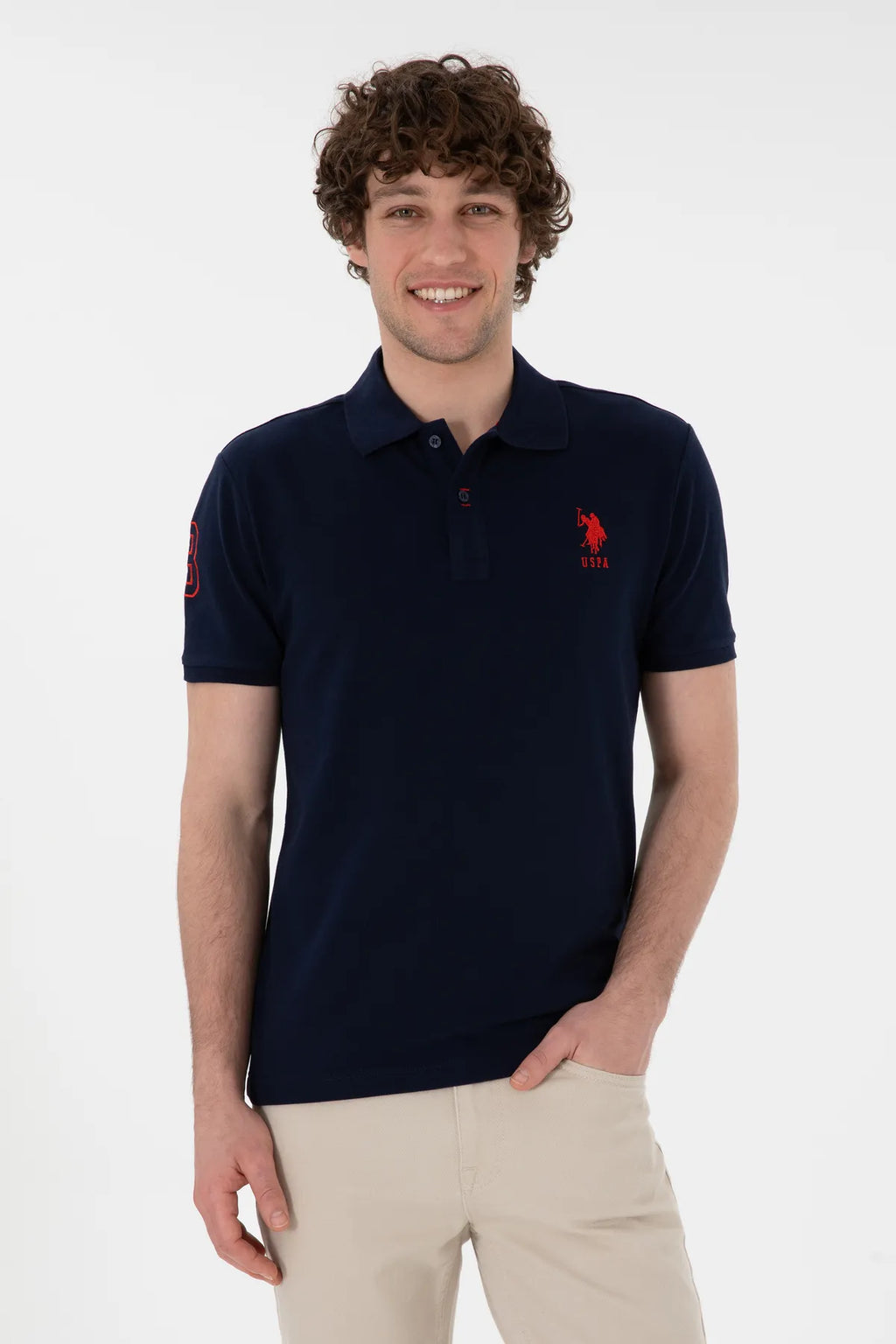 U.S. Polo Assn. Men's Slim Fit Lilac Basic Polo Neck T-Shirt – 100% Original